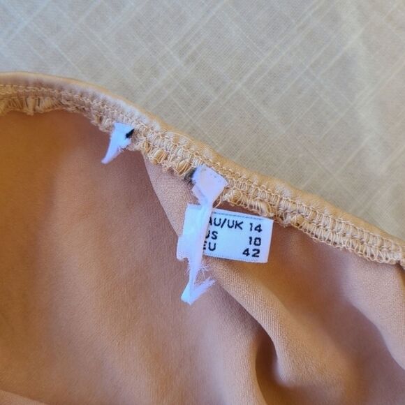 Princess Polly‎ Champagne Zamora Asymmetrical Cowl Satin Midi Dress 10US - Picture 9 of 15